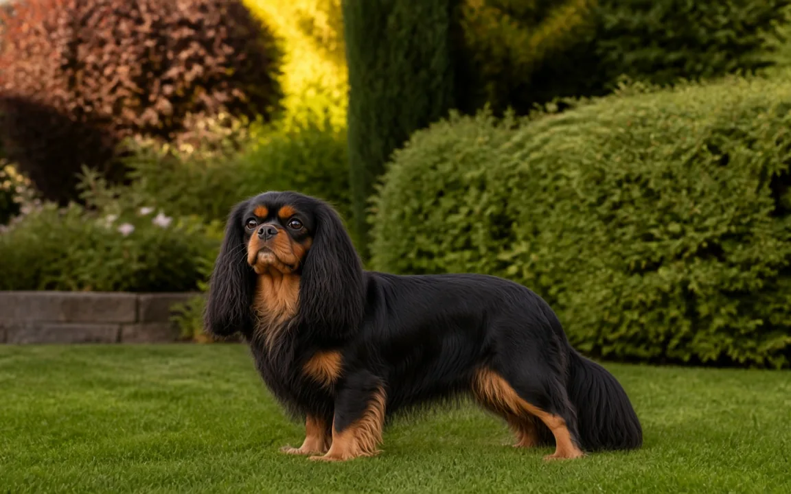 Kavalír King Charles španěl — Černá s pálením